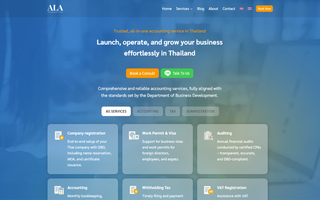 ALA Accounting website homepage