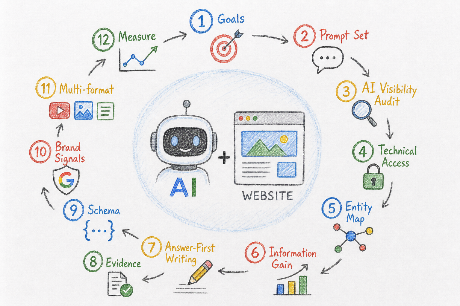 ขั้นตอนการทำ GEO ตั้งแต่กำหนดเป้าหมาย ตรวจ AI Visibility สร้าง Information Gain ไปจนถึงวัดผล