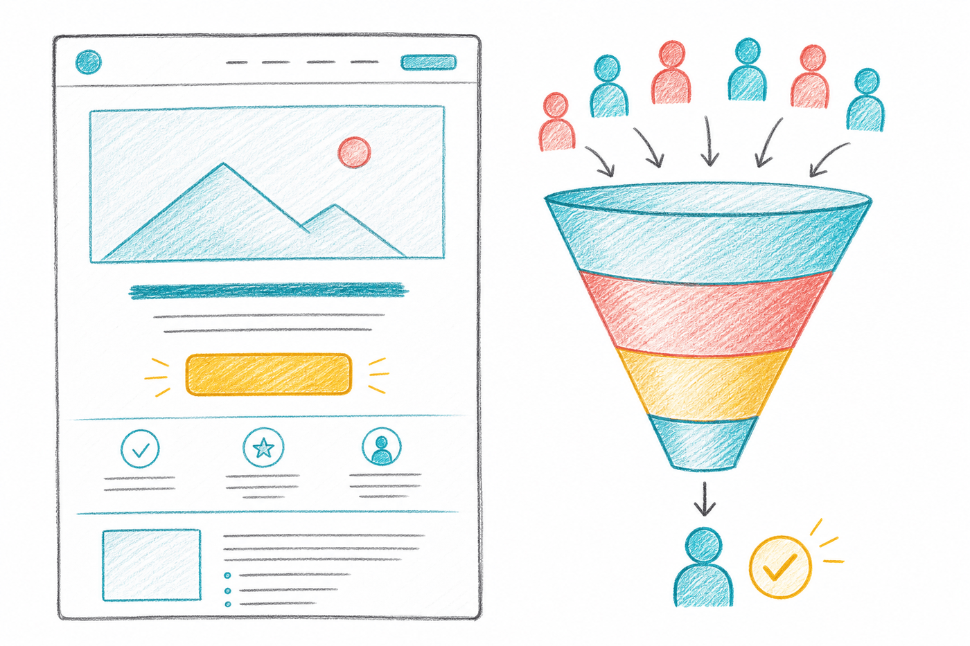 ภาพประกอบ Landing Page และ Conversion Funnel