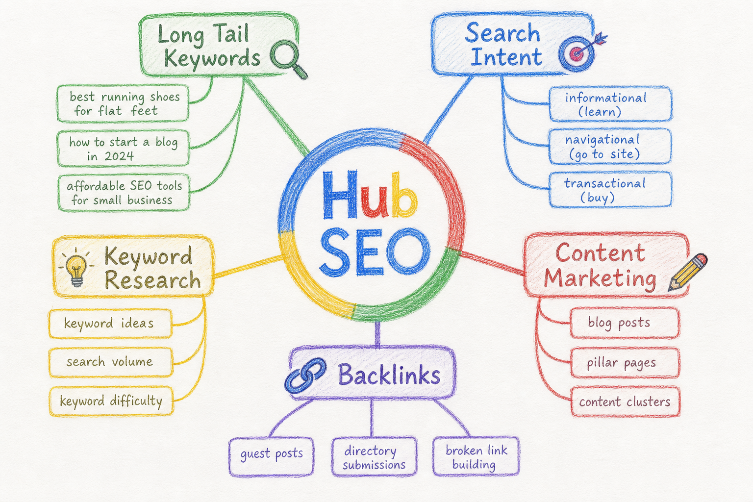 ภาพประกอบ Keyword Clustering: Hub SEO เชื่อม Cluster Keyword Content และ Commercial