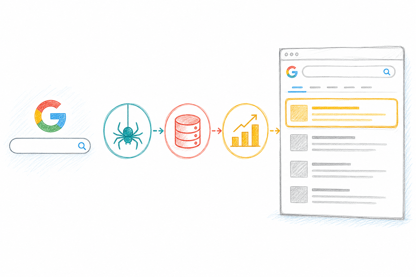 ขั้นตอนการทำงานของ Google Search ตั้งแต่ Crawling และ Indexing จนถึงการจัดอันดับผลการค้นหา