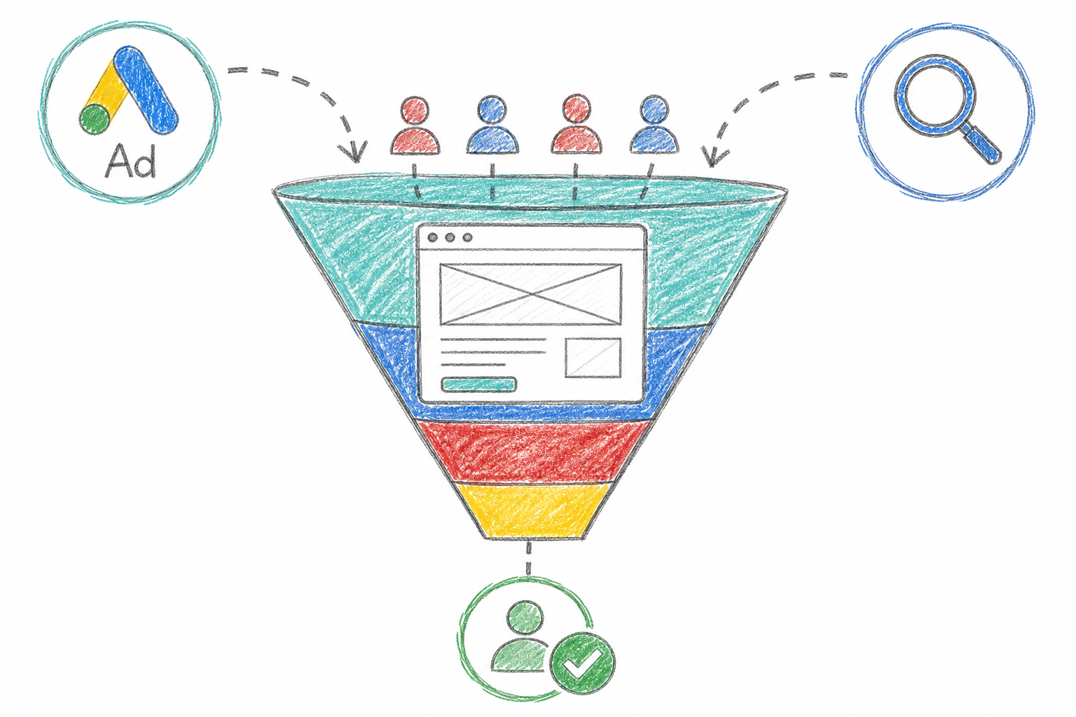 ภาพประกอบ SEO และ SEM ทำงานร่วมกัน: Google Ads สร้าง Leads ระยะสั้น SEO สร้าง Organic Traffic ระยะยาว