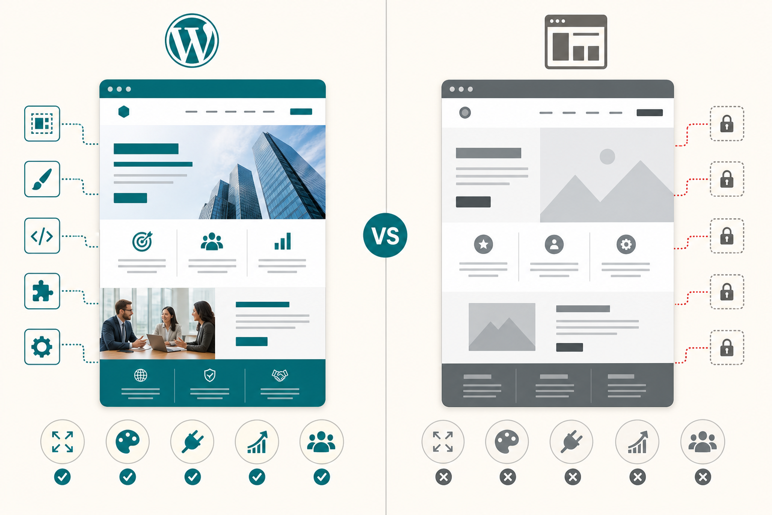 เปรียบเทียบ WordPress กับเว็บไซต์สำเร็จรูป